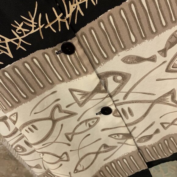 GIORGIO FIORLINI. Size 18. Fish Border Print Comfy Short Sleeve Shirt. B34 - Picture 3 of 6